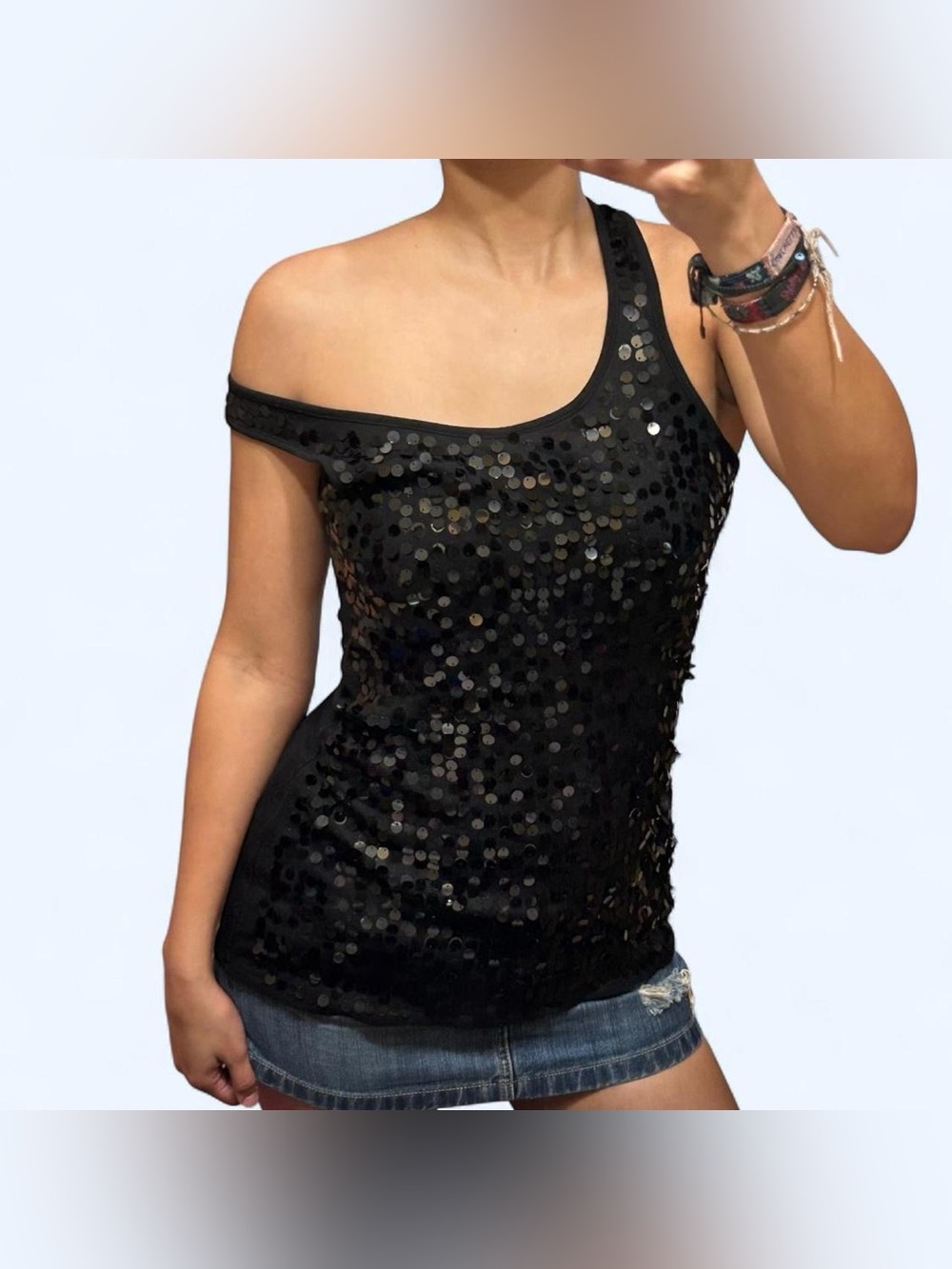 Y2K Black Sequin Tank Top by Eyeshadow!